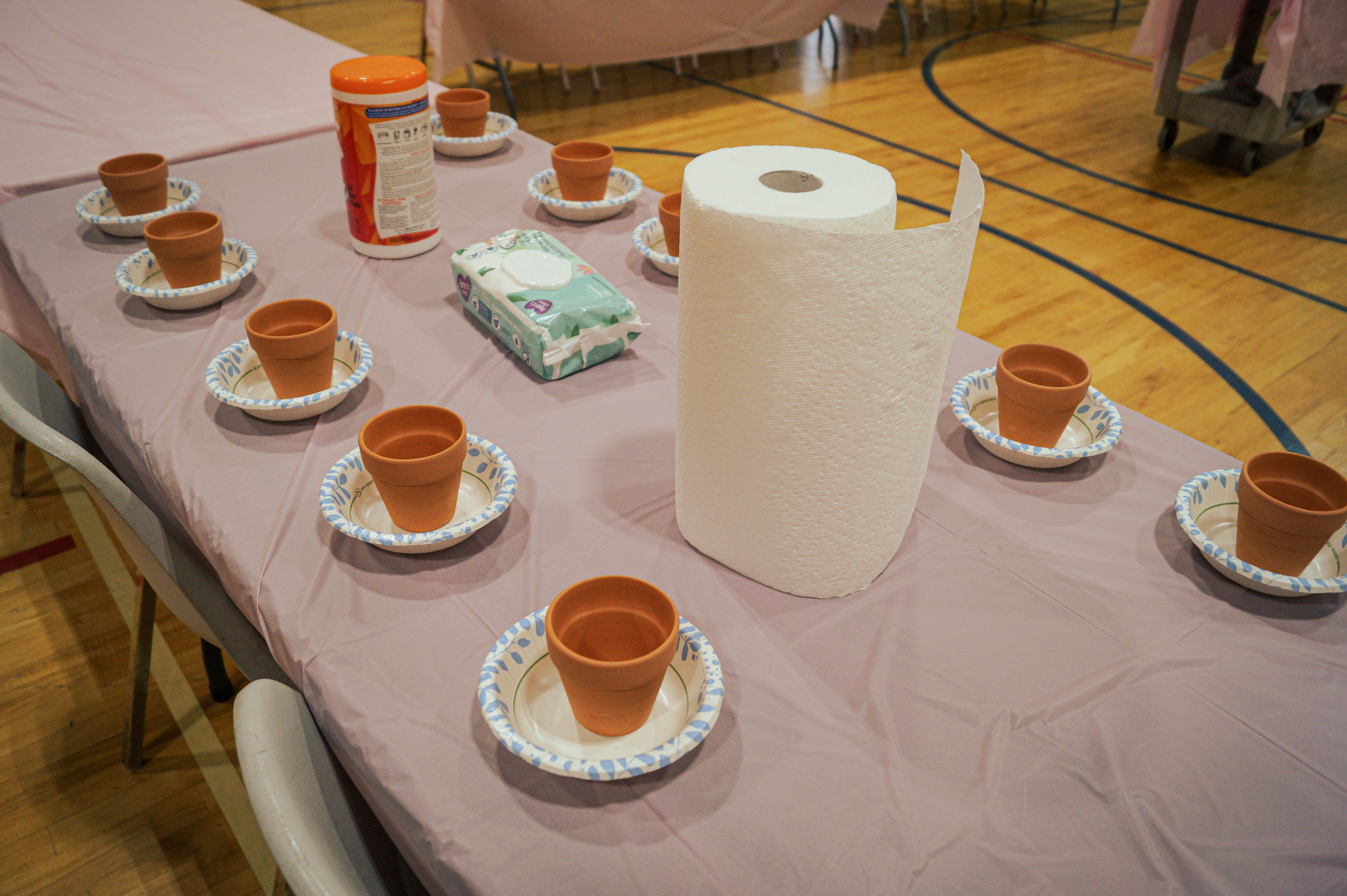 Pots sitting on table ready for event