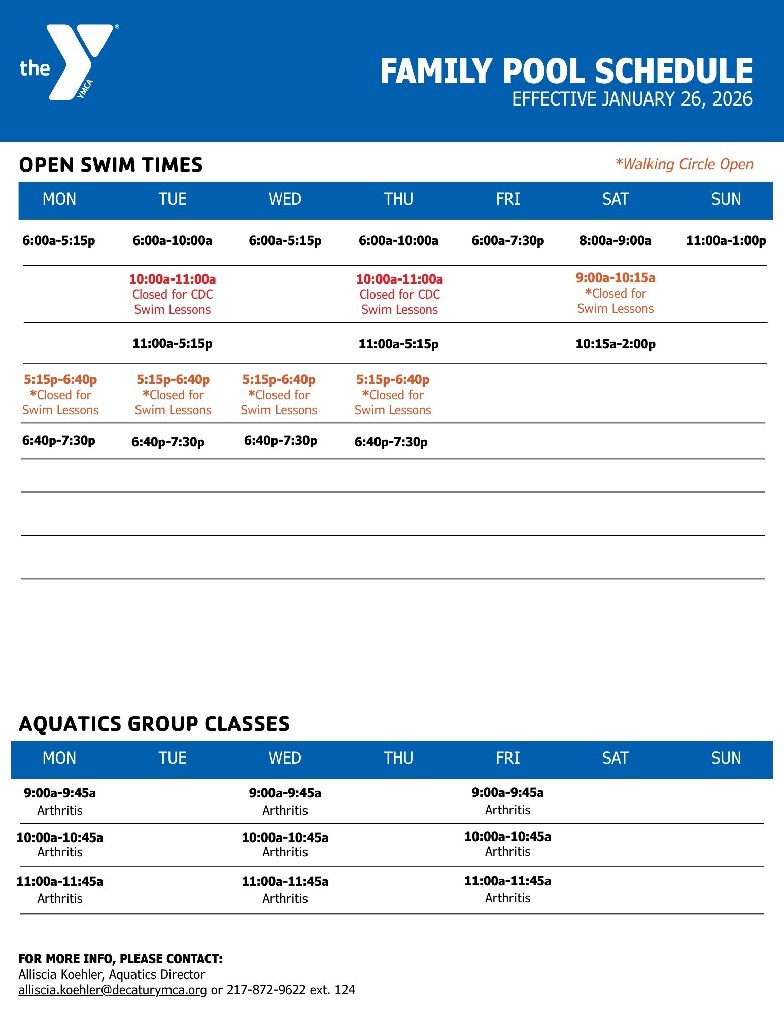 pool schedule