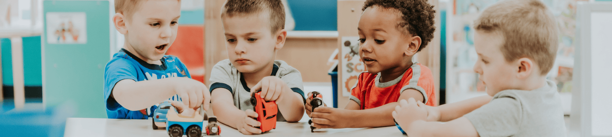 preschool students playing with toys
